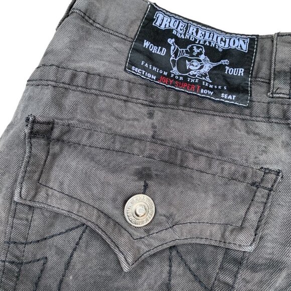 VINTAGE True Religion Jeans Size 36 JOEY SUPER T Gray Camo - Picture 10 of 11